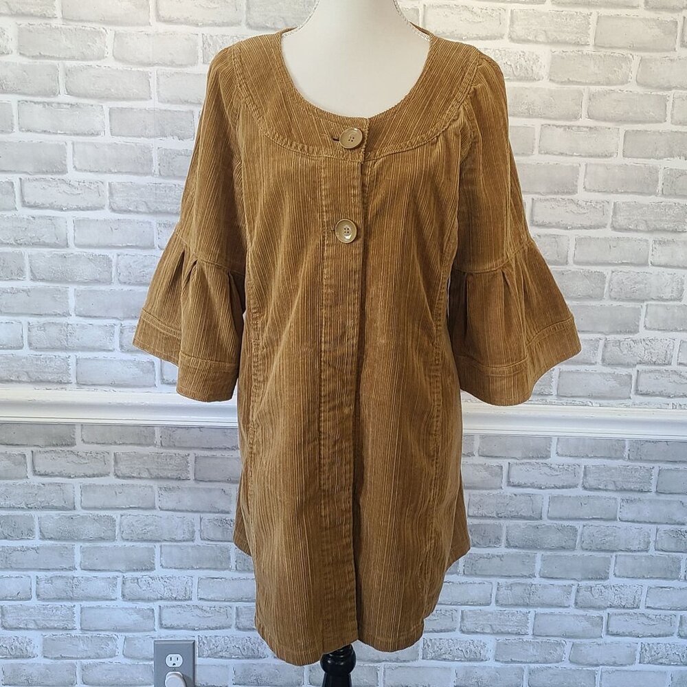 Lal Corduroy Brown Cargdian Jacket Bell Sleeve Minimalist Lagenlook Fall XL